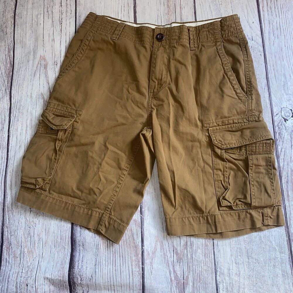 Tommy Hilfiger TH Cargo Shorts Mens Khaki Tan Classic Fit Utility Pockets B3
